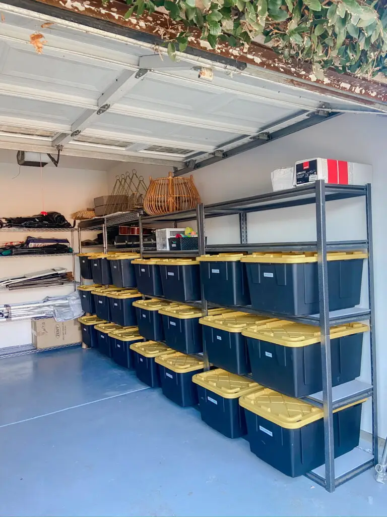 The black and yellow storage bins offered by HDX are ideal for garages, workspaces, and storage areas. They stack securely, are easy to move and use, and can hold a lot of items.