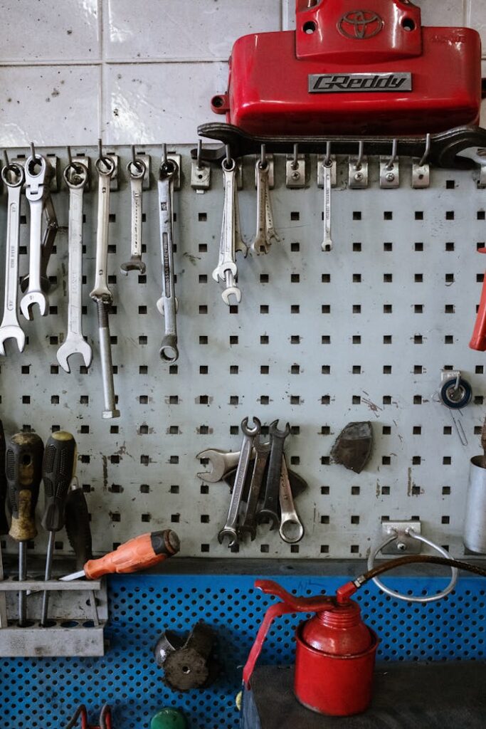 pegboard organized in garage