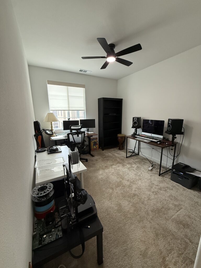 Organized home office in San Marcos after Ready Set Organize decluttering service — open floor space and cleared surfaces